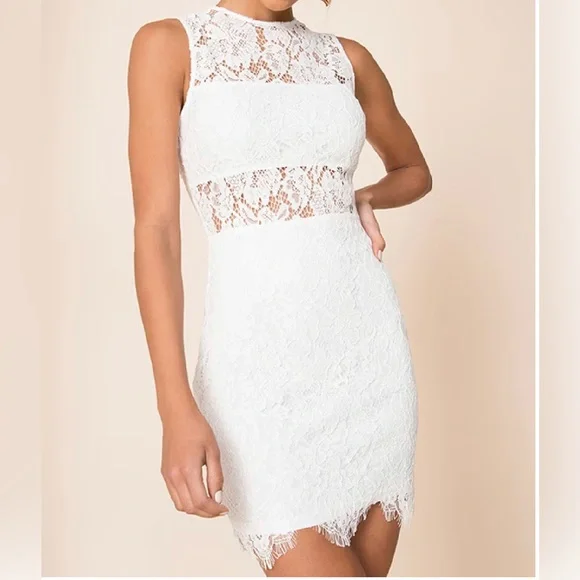 chinese dress ladies The Gwendolyn Dress in White Chantilly Lace 00 / White Chantilly Lace main image 1